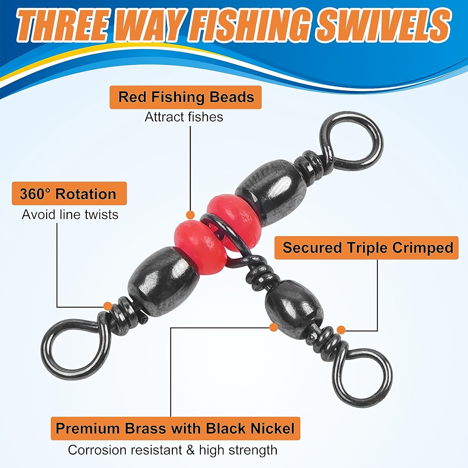 3 Three Way Swivels,Triple Swi - Monofilament Line ulasan dan harga